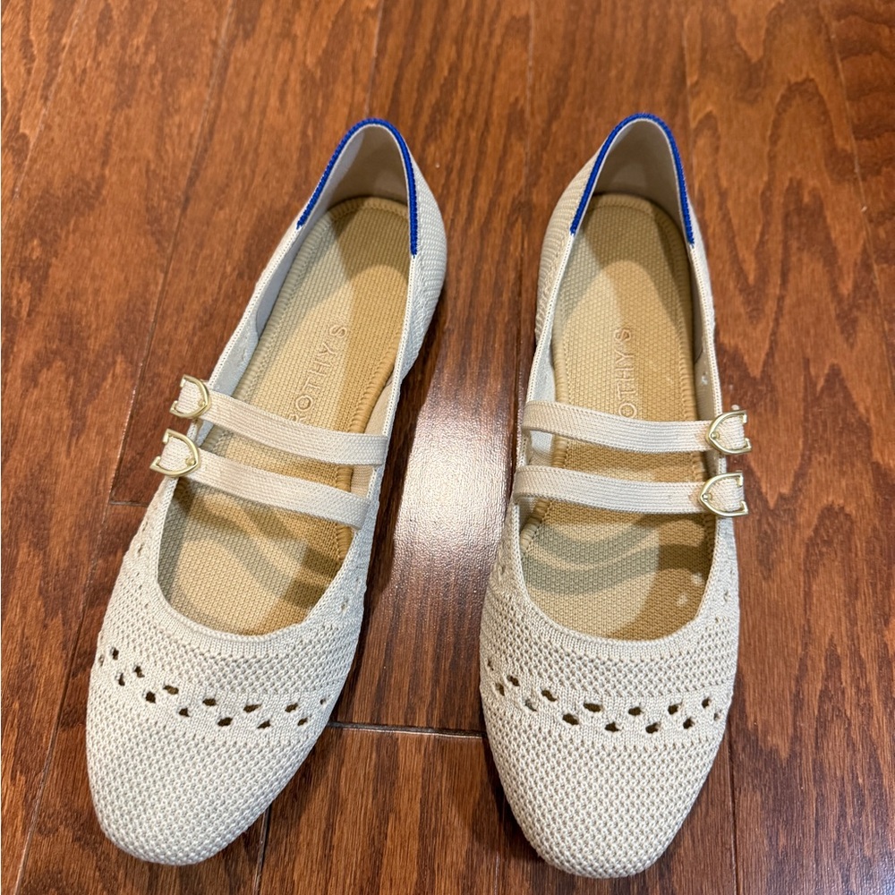 Rothy's Cream Double-Strap Mary Jane Flats